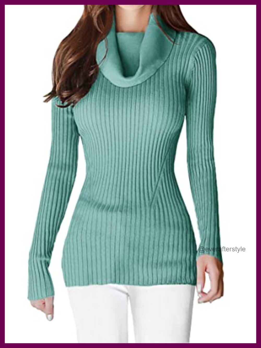 Women's Stretchable Cowl Neck Knit Long Sleeve Bodycon Sweater